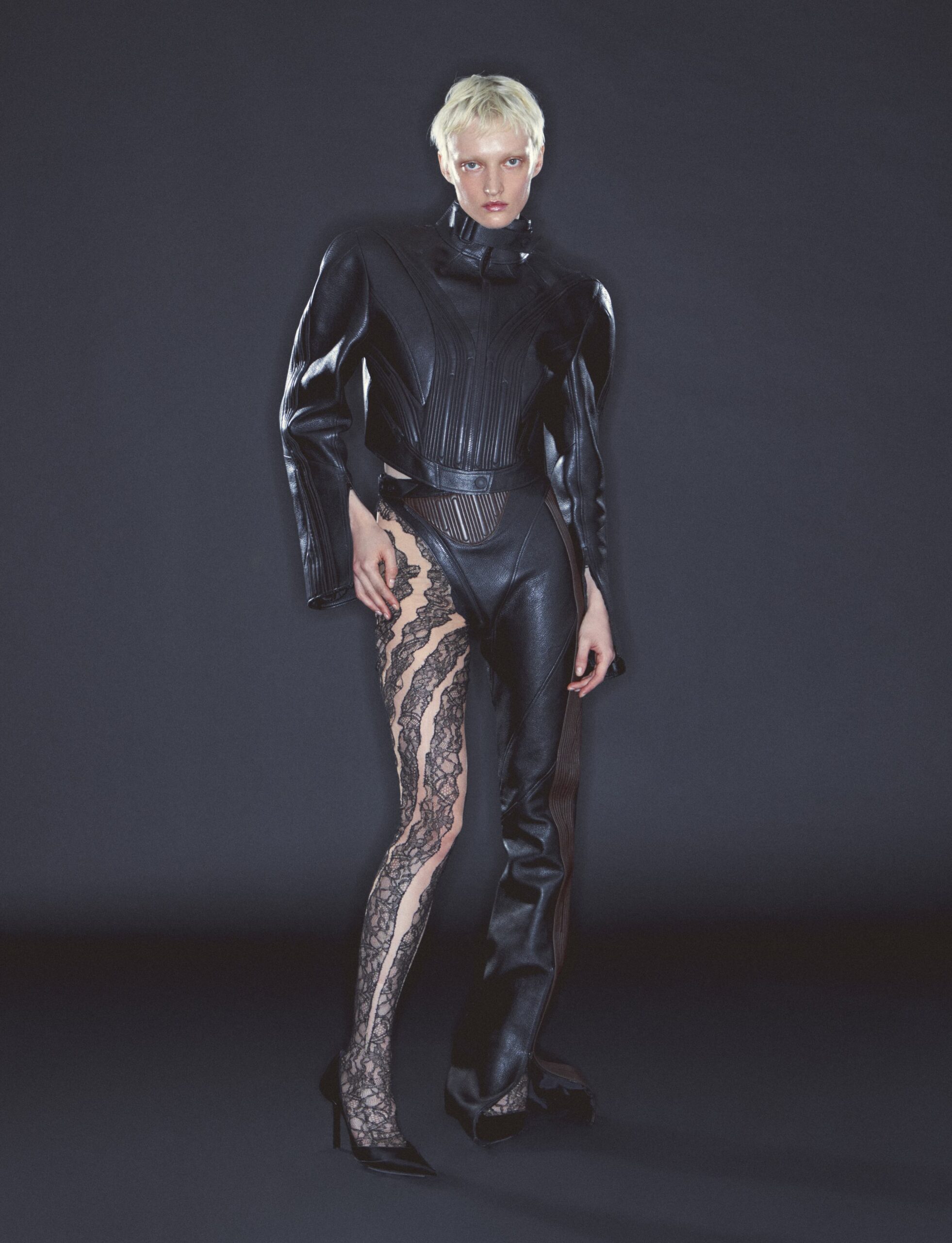 Metallic effect lycra leggings by Mugler